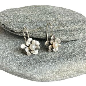 Silpada .925 Sterling Silver and Pearl  “Love Blooms” Floral Earrings NWT